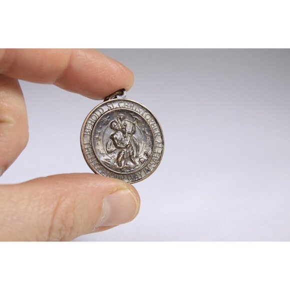 Early 1900s WWI religious lucky charm pendant, Mary our Mother Protect our boys - Picture 3 of 7